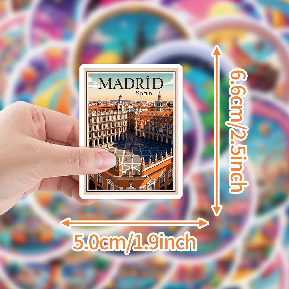 50 European Travel Graffiti Stickers: Waterproof Decorative Stickers for Water Bottles, Computers & Phones