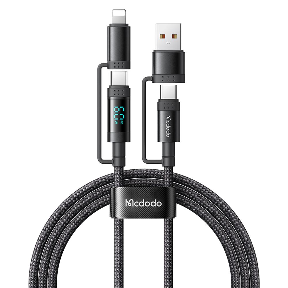 

MCDODO CA-1990MDD 1.2m 4 in 1 Data Cable Digital Display USB-A/USB-C to USB-C/8Pin PD 60W Fast Charging Cord A
