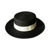 French Small Fragrance Black Wide Brim Straw Hat For Men And Women Summer Retro Flat Top Top Hat Sunshade Sun Protection Beach Versatile Vacation