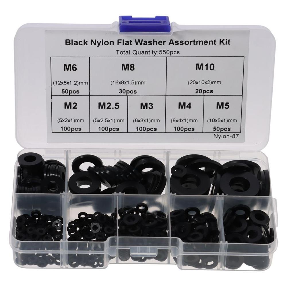 550Pcs Black Flat Washer Assortment Kit Sealing Washers for Screw Bolt  Electrical Connection