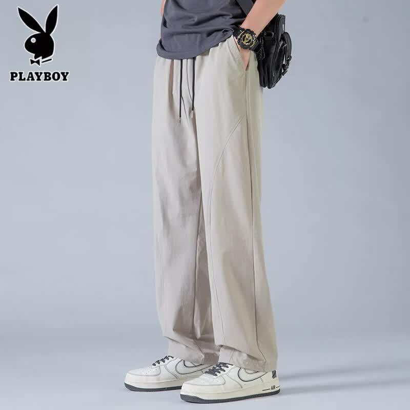 PLAYBOY Men's Summer Ice Silk Quick-Dry Casual Pants