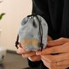 Vintage Portable Storage Bags Chinese Style Teacup Drawstring Cloth Pouch Jewelry Teaware Organizer Pouches Protective Sleeve