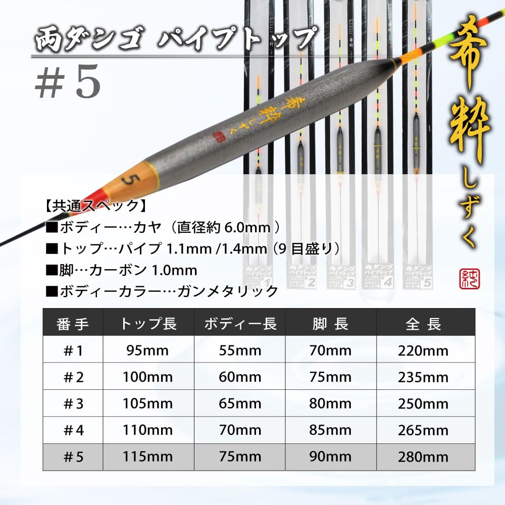 Gokuspe Hera Kisui Double Pipe Top Float, Shizuku, Dango, #5