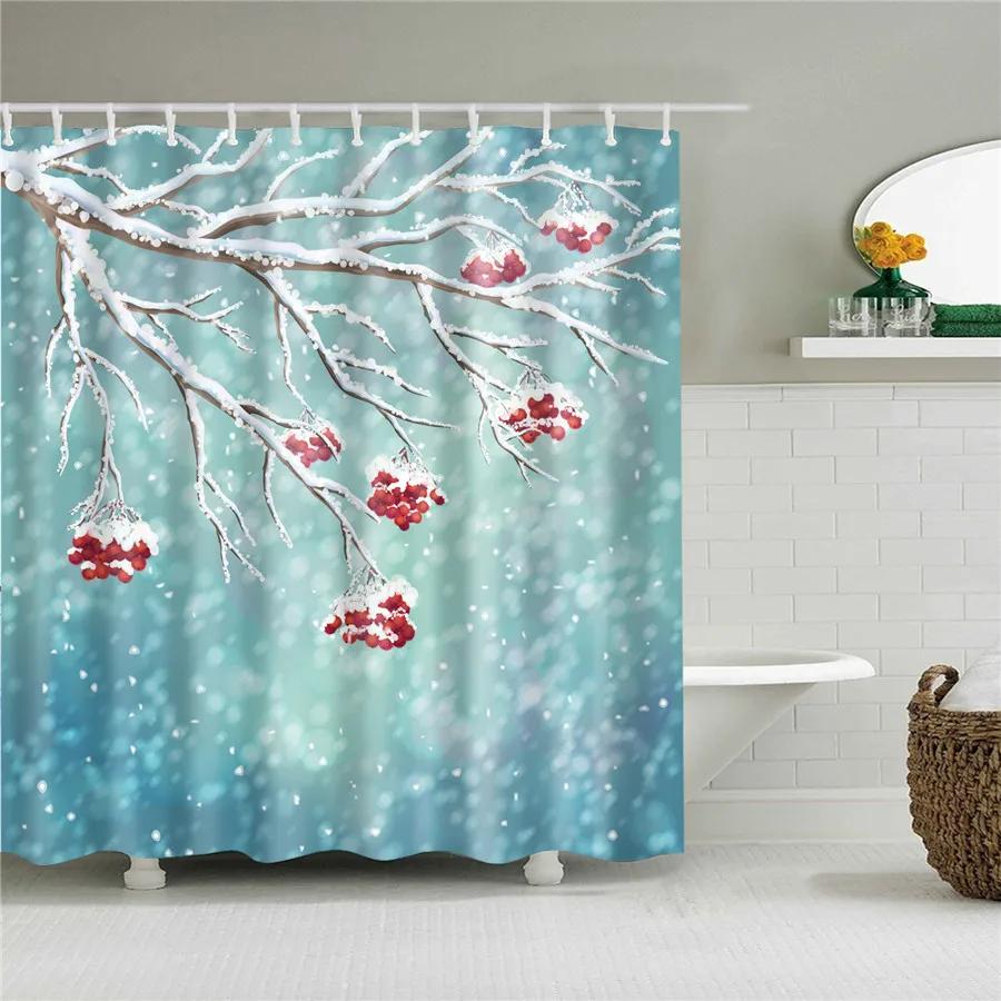 3D Flower Plum Blossom Lotus Lavender Rose Shower Curtains Bathroom Curtain Frabic Waterproof Polyester Bath Curtain with Hooks