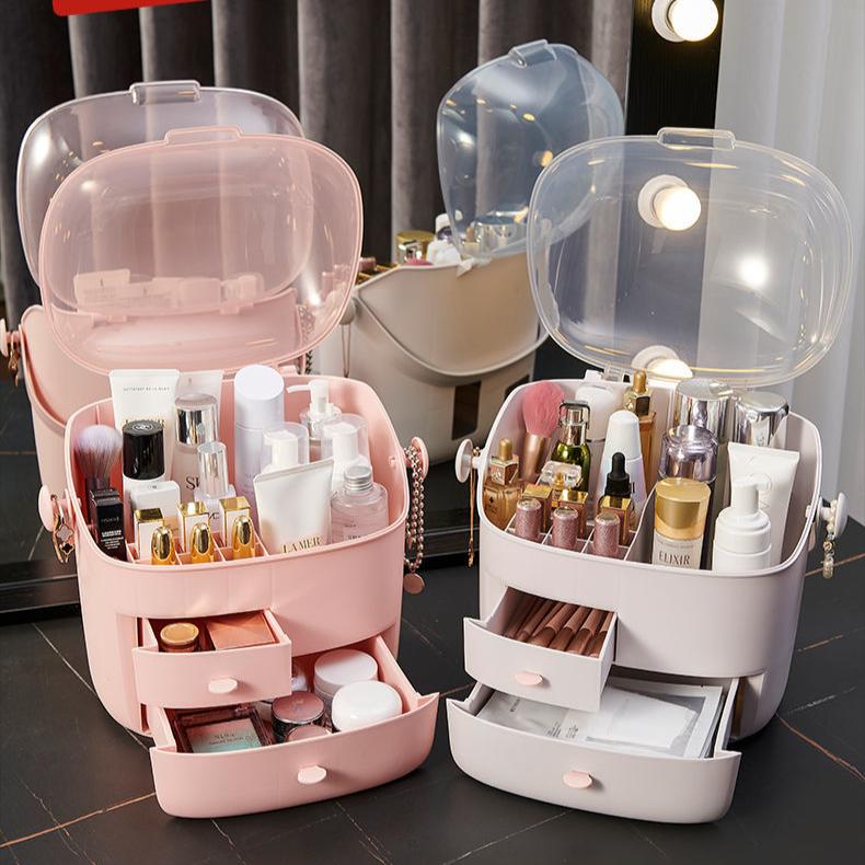 Cosmetics Storage Box Multifunctional Dust-proof Large Capacity Desktop Dressing Table Skincare Shelf