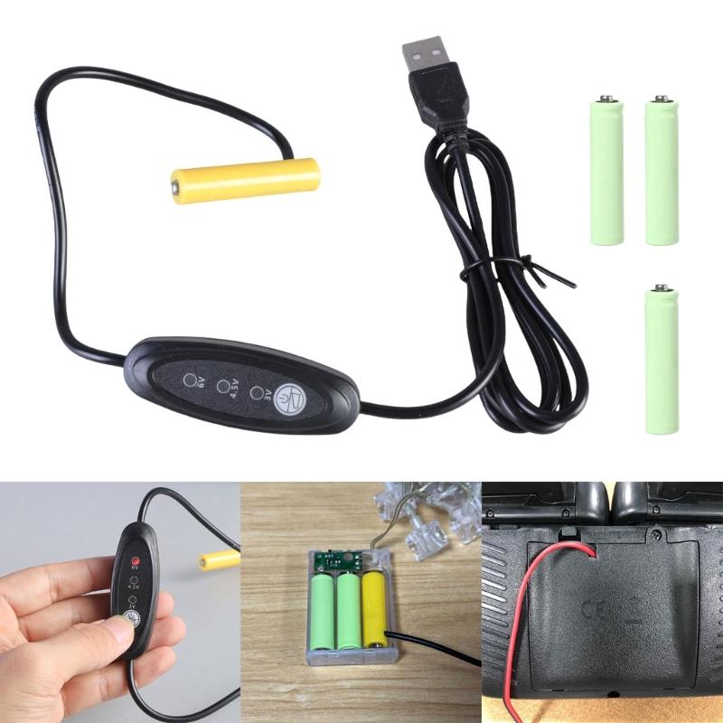 Battery Elimination Cable USB 5V to 3/4.5/6V Power Supply Adapter Cord Wire for LED Light Compatibility 2-4pcs 1.5V 3A