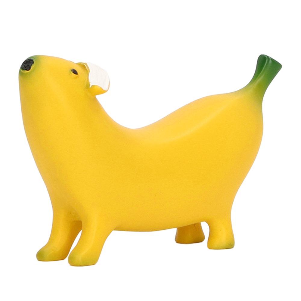 Resin Banana Dog Sculpture Lightweight Banana Dog Figurine  For Home Desktop