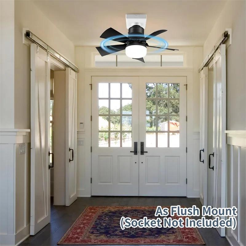 Socket Fan Light with Remote, Dimmable Socket Ceiling Fan, 3 Colors E26/E27 Screw in light bulb ceiling fan for Bedroom, Kitchen