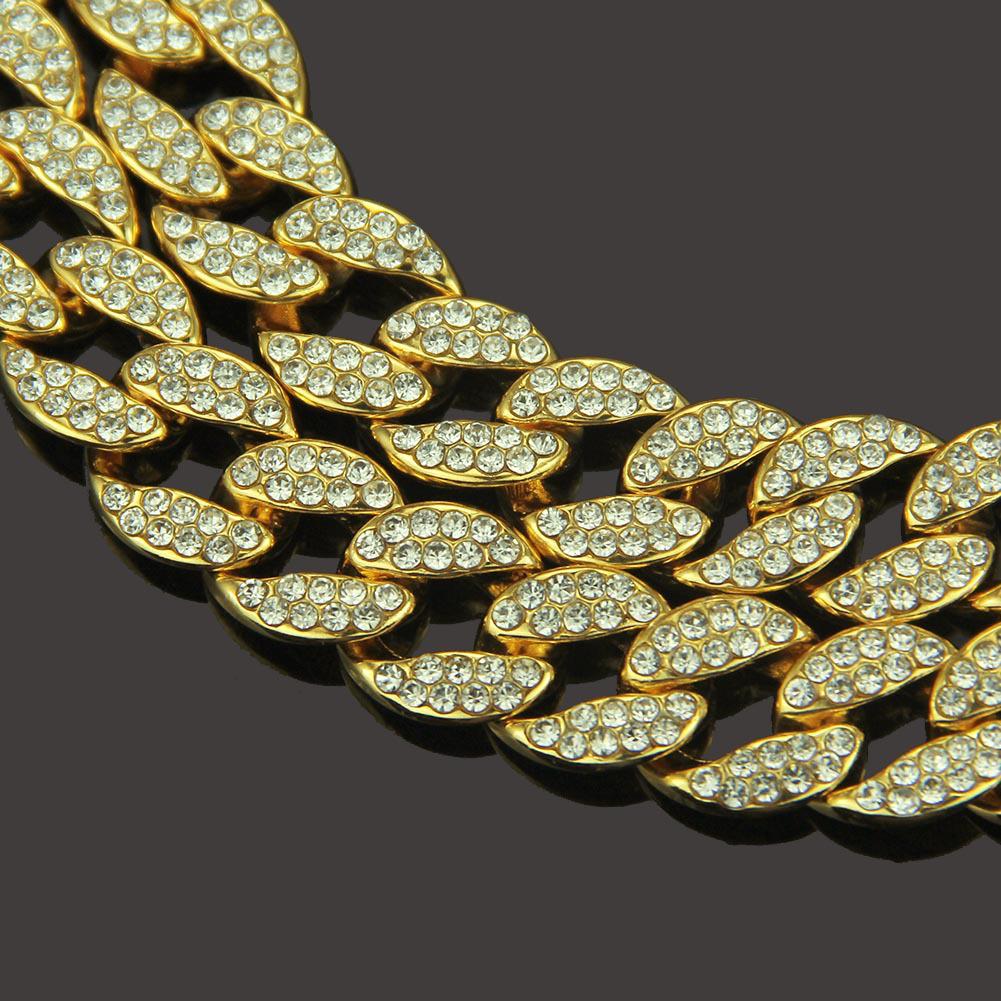 Men's Hip-Hop Diamond Cuban Necklace: European & American Style Gold Chain