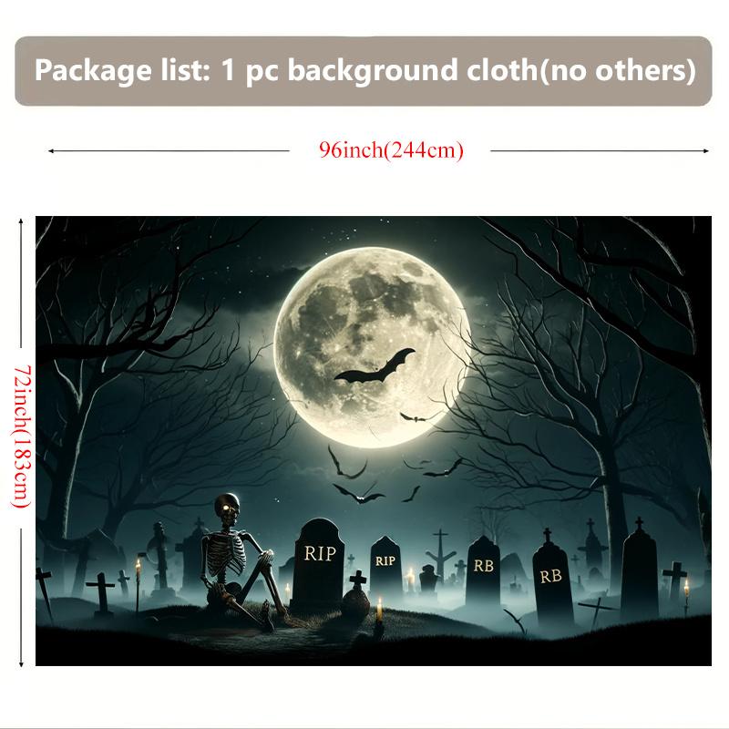 Background banner 1 piece a gloomy cemetery decorated with background fabric wall panels under the moonlight.zyc
