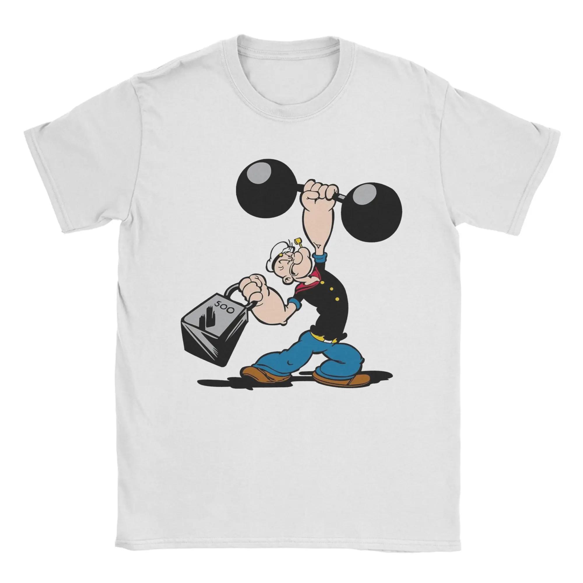 Popeye Weightlifting Graphic Tee Unisexs Soft Cotton Round Neck Short Sleeve TShirt S
