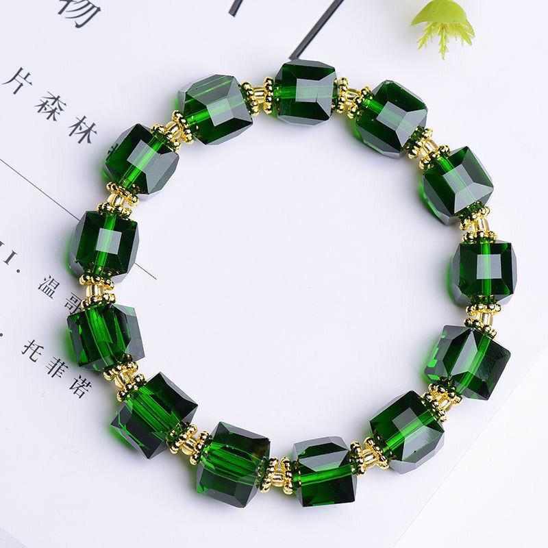 

Вэньвань Браслет-куб из разноцветного турмалина - Корейский стиль, бусины на удачу для мужчин и женщин