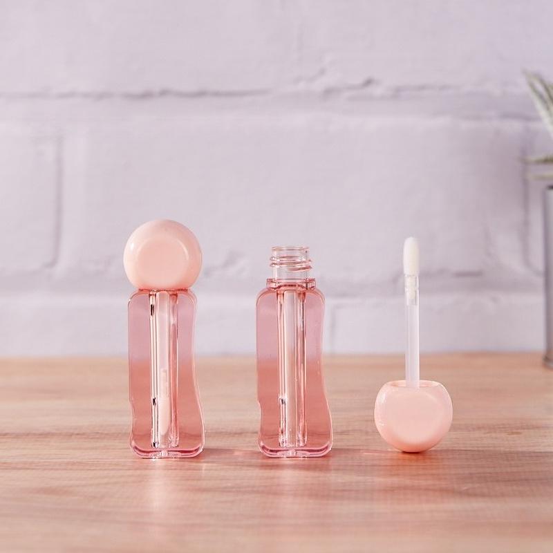 3ml Pink Semi-Transparent Lip Gloss Tube, Empty Refillable Lip Glaze Container, Cosmetic Split Packaging
