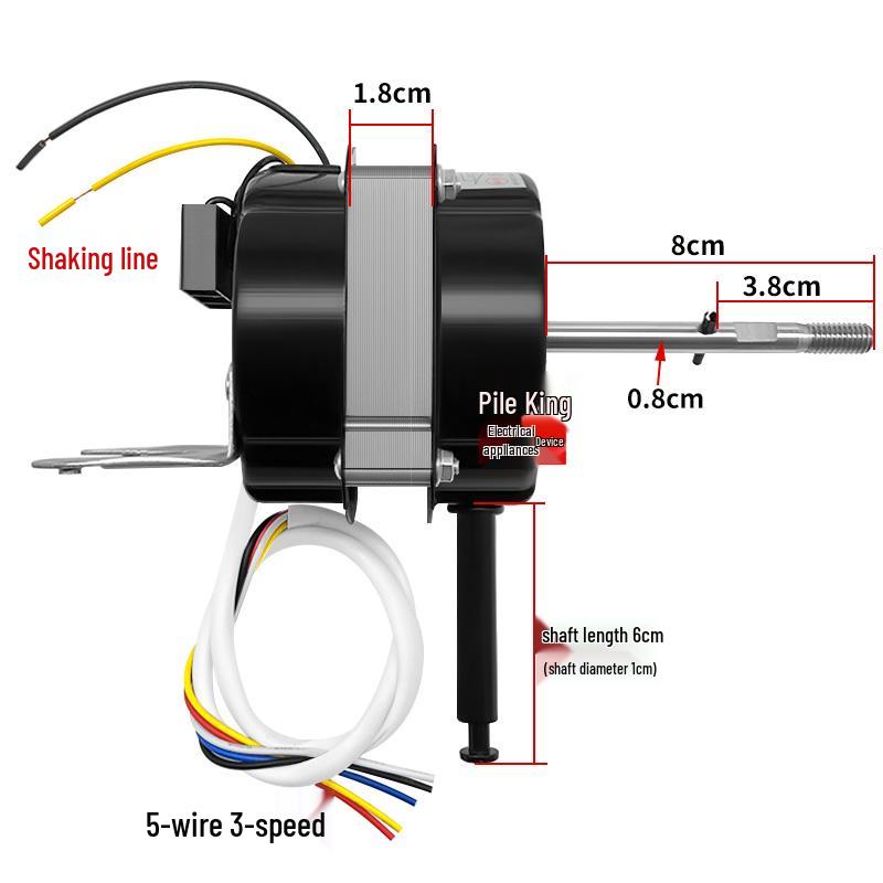 16" 3-stufiger Wandventilatormotor mit dicken Doppelkugellagern und Fernbedienung, 5-Draht-Elektroventilatormotor