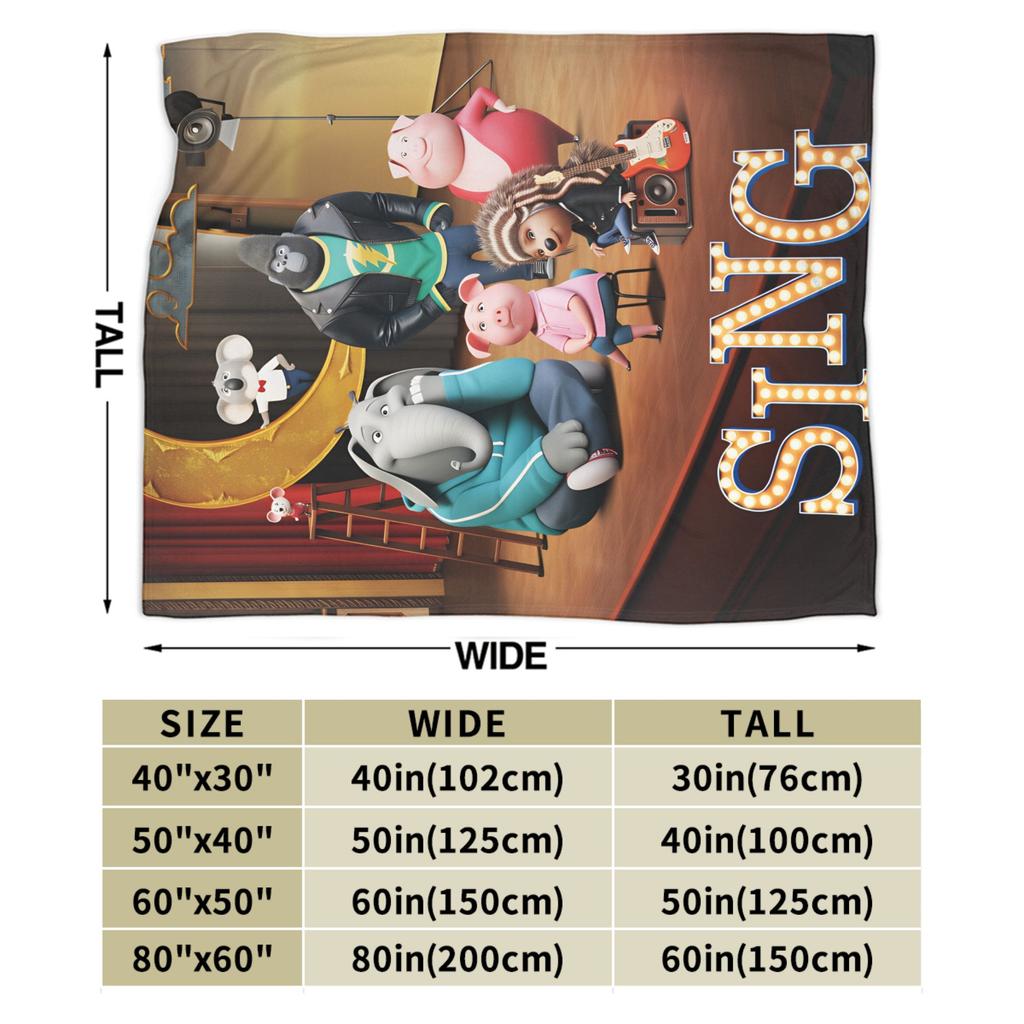 Warm Soft Blanket Camping Sing 2 Movie Characters Buster Ash Bedding Throws Flannel Bedspread For Couch Chair Sofa Bed Cover