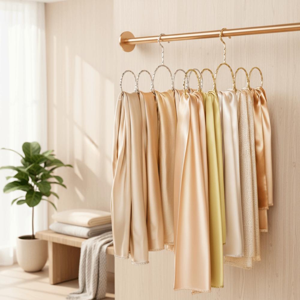 2PCS 5 Loop Design Silk Scarf Hanger Non-slip High Manganese Steel Belt Organizer Rack Snag-Free Space Saving Tie Storage Holder