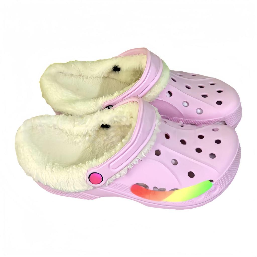 Beiya Fleece-Lined Wool Slippers - Men's & Women's Warm Cotton Hole Shoes for Autumn/Winter