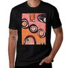 Funky Retro Orange Print TShirt Basic Crew Neck Short Sleeve Top
