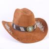 Popular European and American Classic Suede Western Cowboy Hat Men's and Women's Big Brim Embroidered Outdoor Sun Hat
