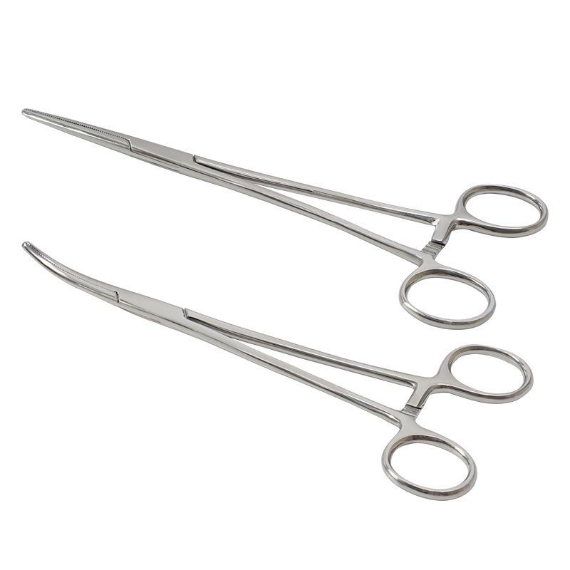 Stainless Steel Hemostatic Forceps - Pet Pliers, Needle Holder, Cupping Clip, Surgical Vascular Tool (Straight & Curved Tips)