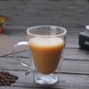 Double Layers Glass Glass Coffee Mug, Clear Teacup, Beer Milk Drinkware, Heat-Resiting, High Borosilicate, Creative Handle