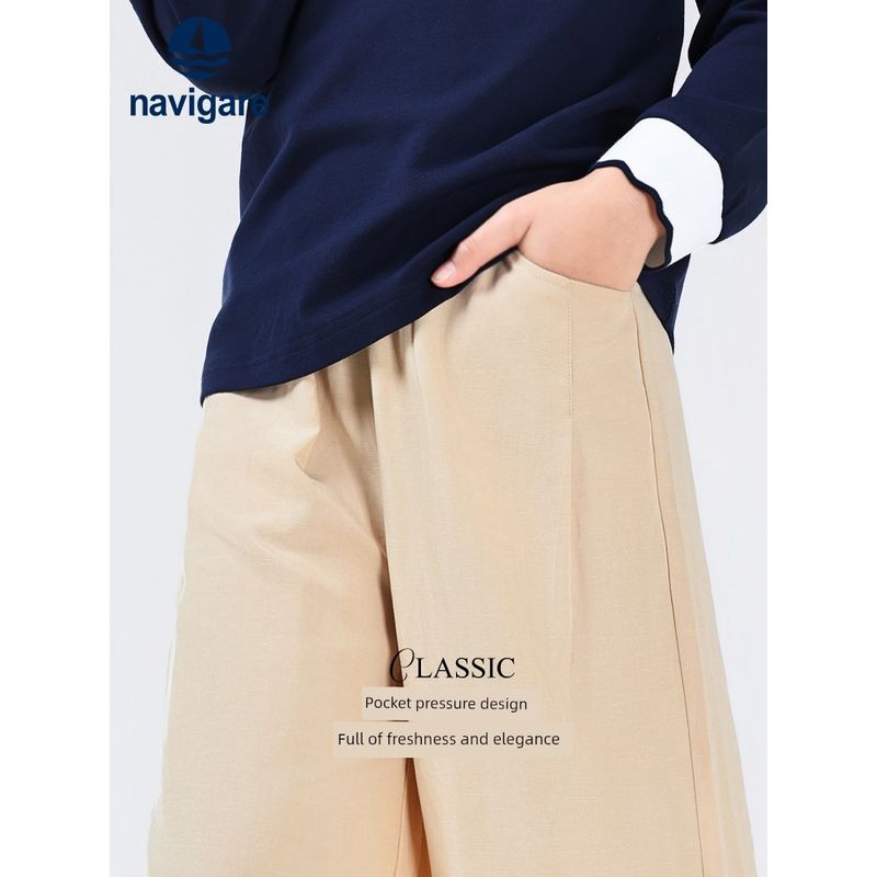 Navigare Italian Small Sailboat Children's Wide-Leg Pants 2026 Spring and Autumn New Girls' Casual Sports Trousers