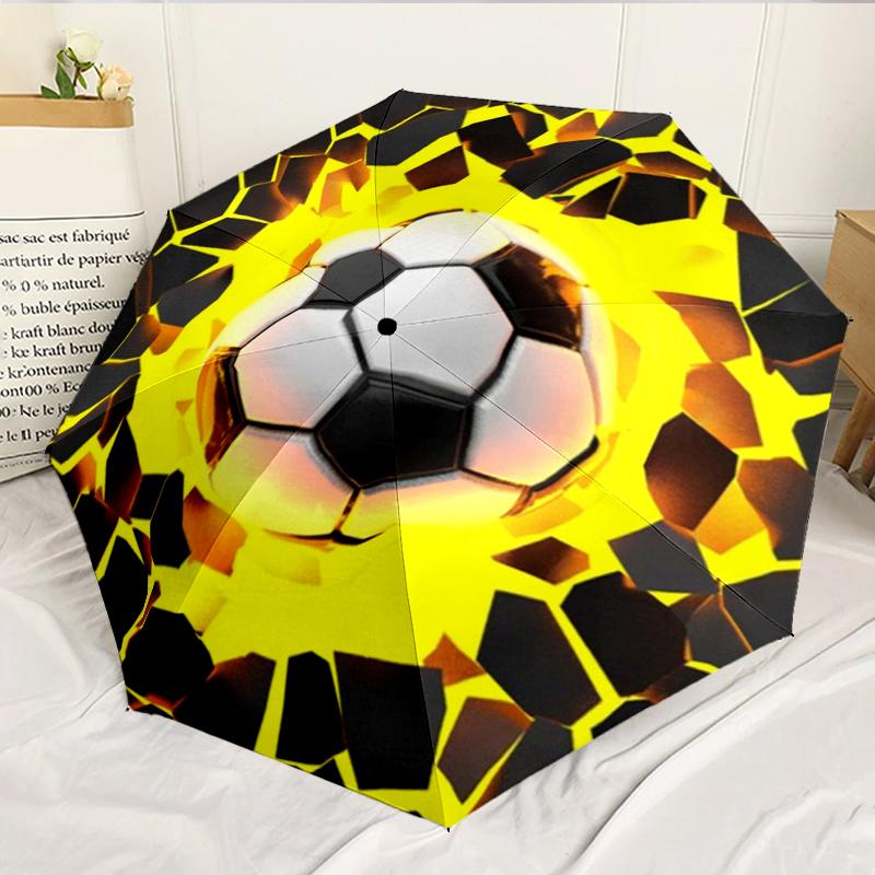 Soccer Ball Artwork 8-Frame for Travel, Camping, Casual Lightweight Portable Umbrella, Essential for Every Family Holidays Birthday Gift