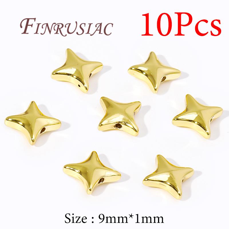 18K Real Gold Plated Large Hole Beads Spacer Beads Separators For Bead DIY Jewelry Making Supplies Bracelets Accessories