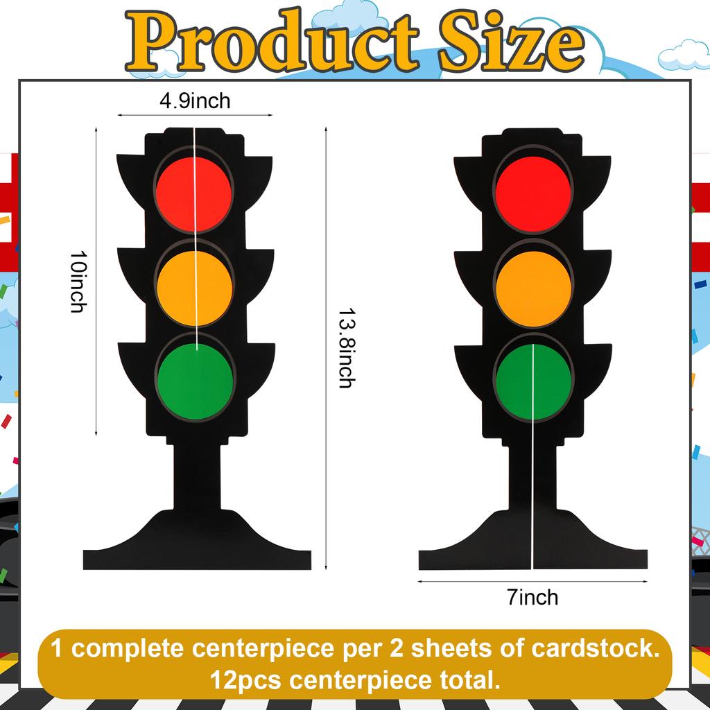 12 Sets Traffic Light Racing Car Party Centerpieces 3D Cardboard Traffic Light Party Decoration For Kids Racing Theme Birthday P