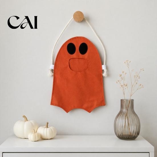 Small Gift Bag for Kids Halloween Ghost Candy Kids, Cute Fabric Treat or Trick Non Woven Container Tote with Handle, Spooky Snack Goodie Bags