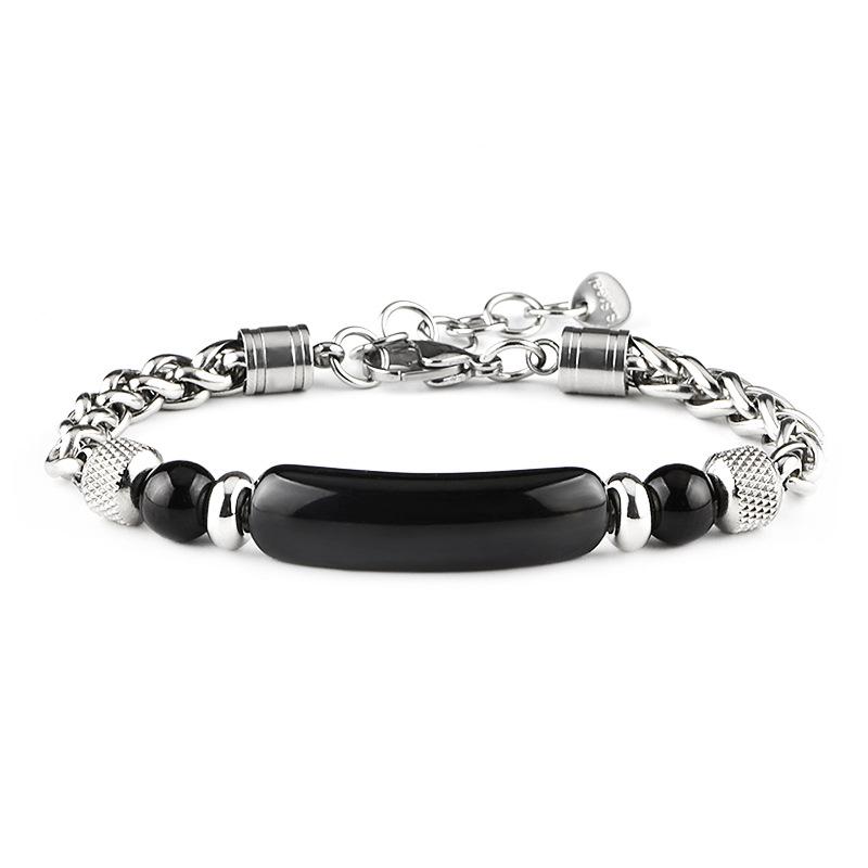 

3 Colors Stainless Steel Cuban Chain Bracelet Men Adjustable Unfading Tiger Eyes Obsidian Stone Braslet Cool Riding Accessories