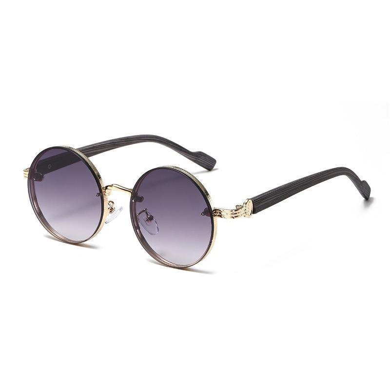 JYL Round Vintage Sunglasses Gradient Metal Rim UV400 Luxury Trendy / 32453