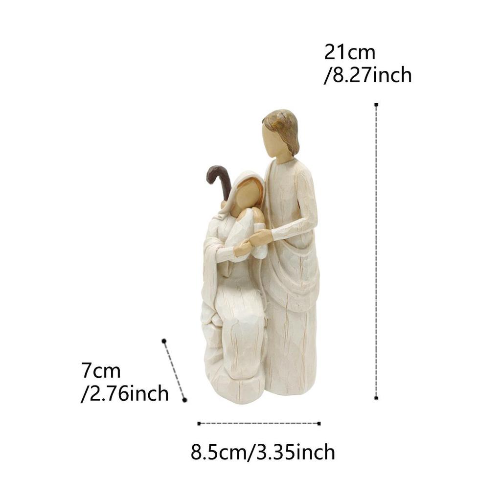 Cross Vintage-Style Resin Wood Carving Religious Family Desktop Ornament