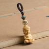 Wooden Buddhist Keychain Boxwood Buddhist Keyring Tathagata Buddha Lanyard  Carving Pendant