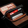 Genuine Leather Men's Wallet Crocodile Texture Business Card Holder Luxury RFID Blocking Slim Bifold Zipper Clutch Pouch