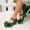 Módní dětské společenské boty Zelené Sladký mašlička Dětské Přehlídkové boty na vysokém podpatku Princezna Výkon Dívčí neformální kožené boty