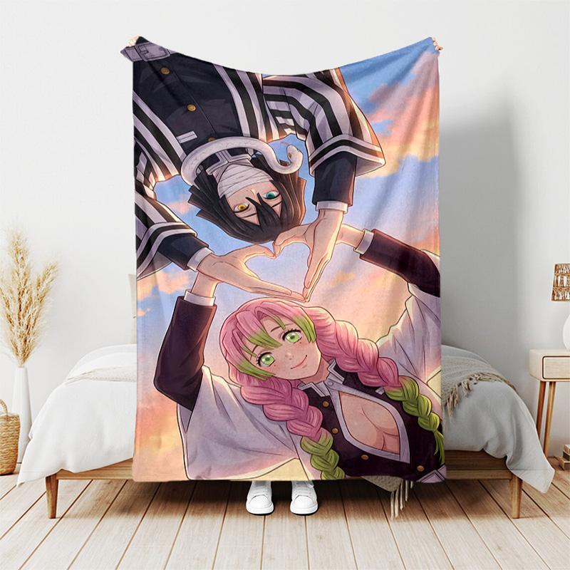 1 Stück Decke - Nezuko Demon Slayer Kanroji Mitsuri Druckdesign, Leichte Decke für Sofa, Bett - Weich & Warm, Geschenk für Alle Jahreszeiten