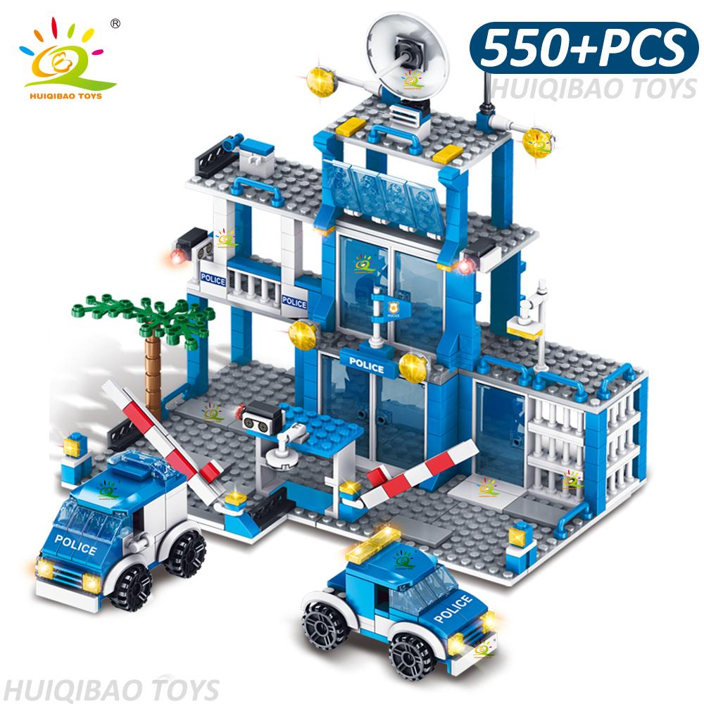 Нетоксичный Набор Строительных Блоков Городская Полиция Пожарная Станция Детский DIY Машина Пожарная Машина Фигурки Кирпичики Образовательные Игрушки Для Детей Подарок