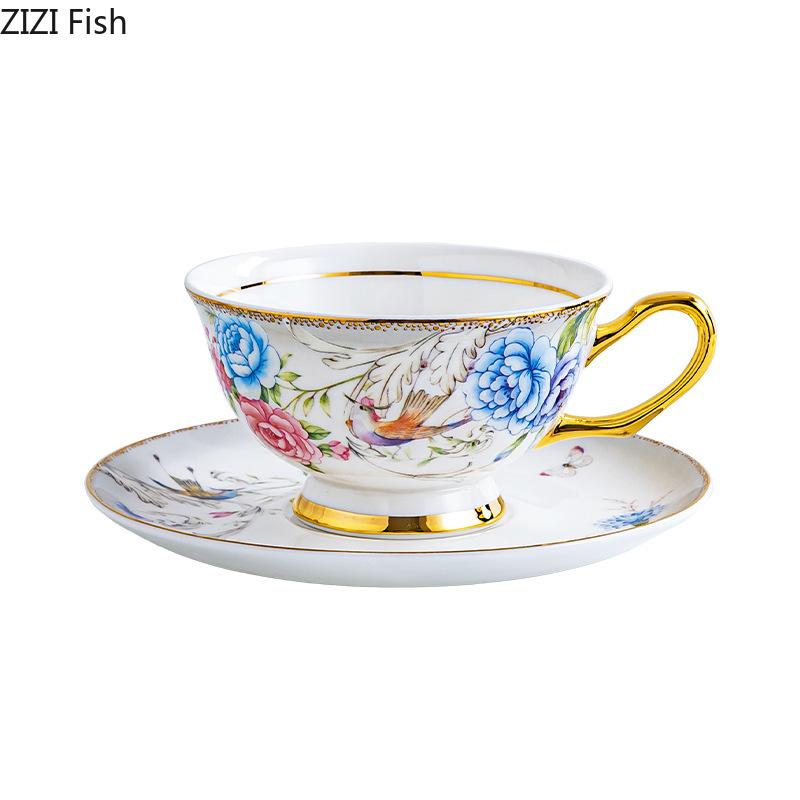 BRPeony Kwiat Ceramiczny Kubek Spodek Retro Popołudniowa Herbata Filiżanka do Kawy Zestawy Spodków Zestaw Kubków dla Pary Domowe Kreatywne Naczynia do Picia Kubki Domowy PrezentEY