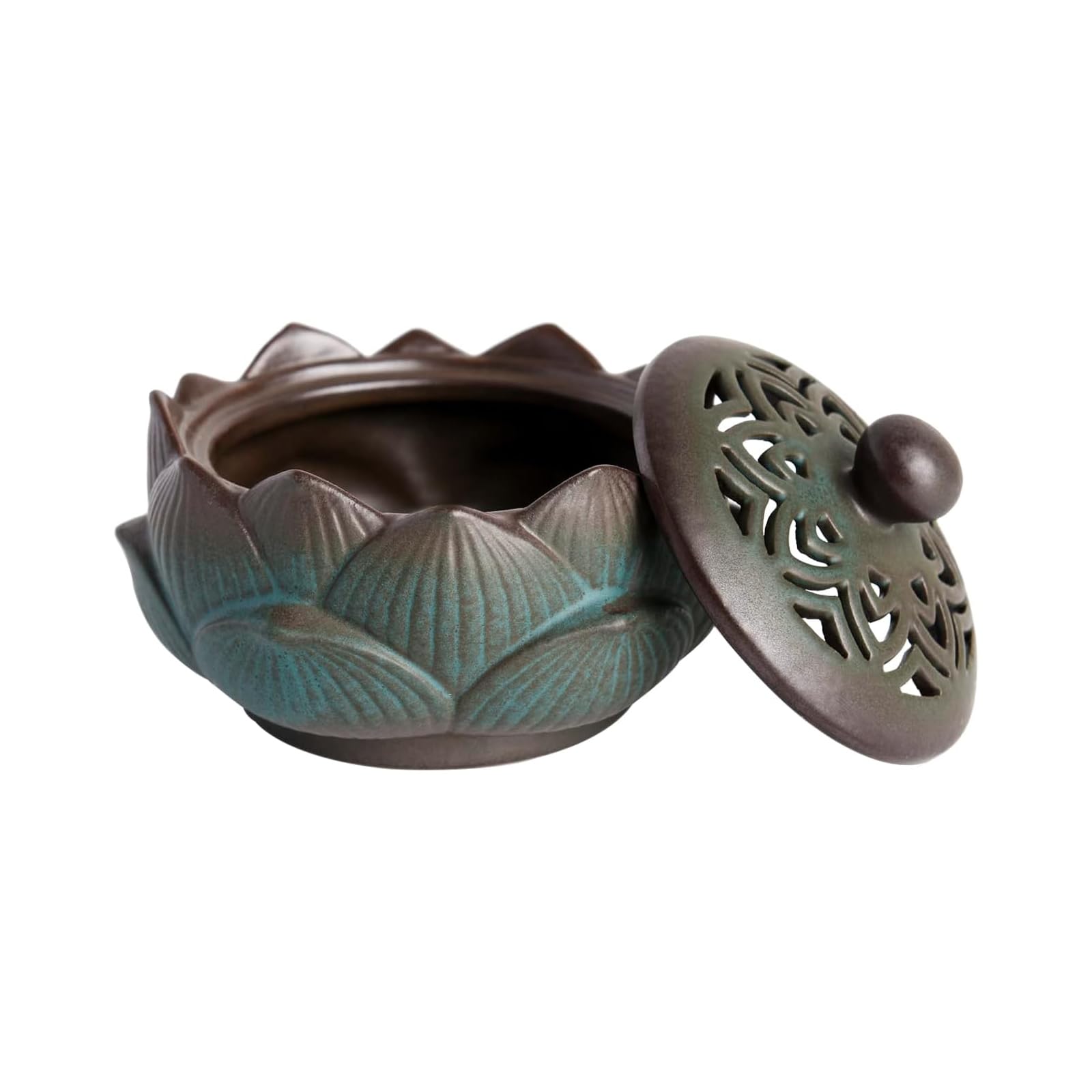 

Zhejia Stylish Incense Burner, Lotus Incense Burner, Ceramic with Lid and Incense Holder, Holds Two Types of Incense: Standing and Swirling, Japanese