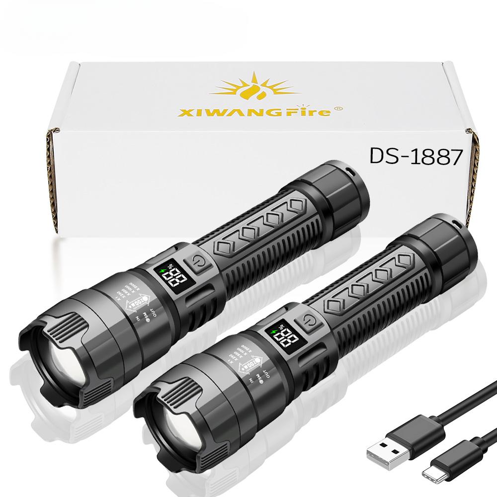 XIWANGFIRE Ultra Bright LED Flashlights Portable Rechargeable Long Range Zoom Torch Outdoor Tactical Lantern Camping Fishing