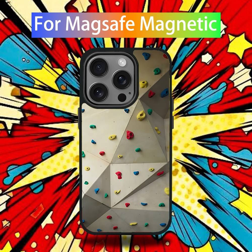 Pouzdro na telefon s motivem lezecké stěny pro iPhone 17,16,15,14,13,12,11 Pro,Max,Plus,Mini,Air,E Magnetický kryt Magsafe
