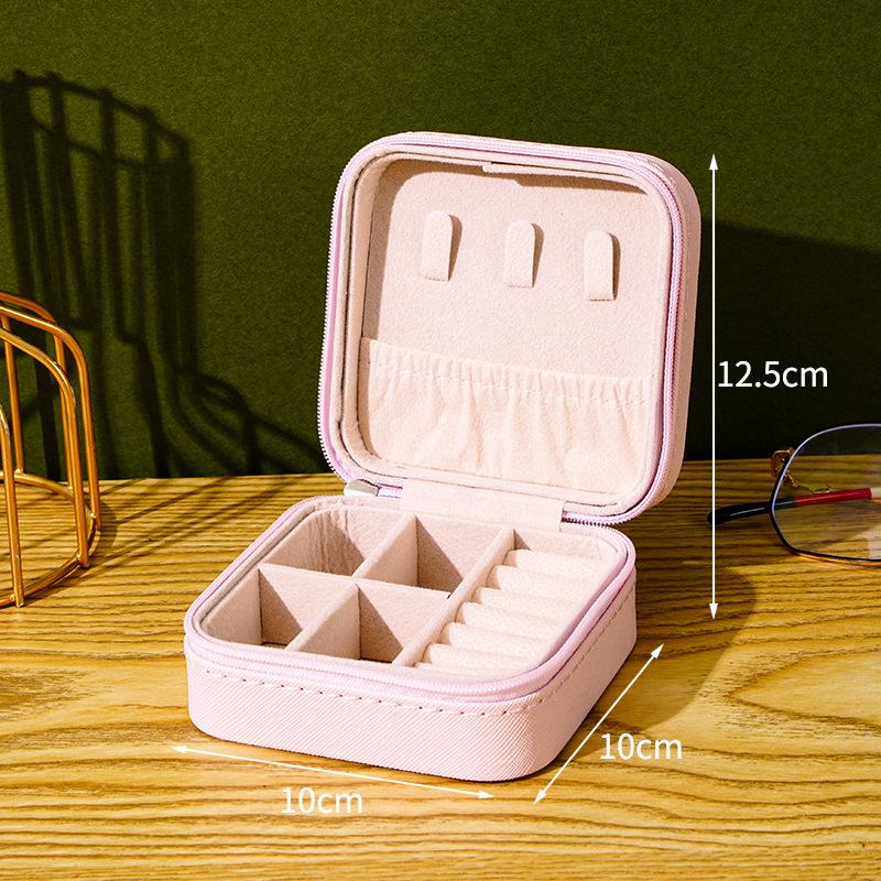 

Кожаная шкатулка для хранения ювелирных изделий цвета конфет, серьги, ожерелья, кольца, многофункциональная портативная шкатулка для хранения ювелирных изделий розовый