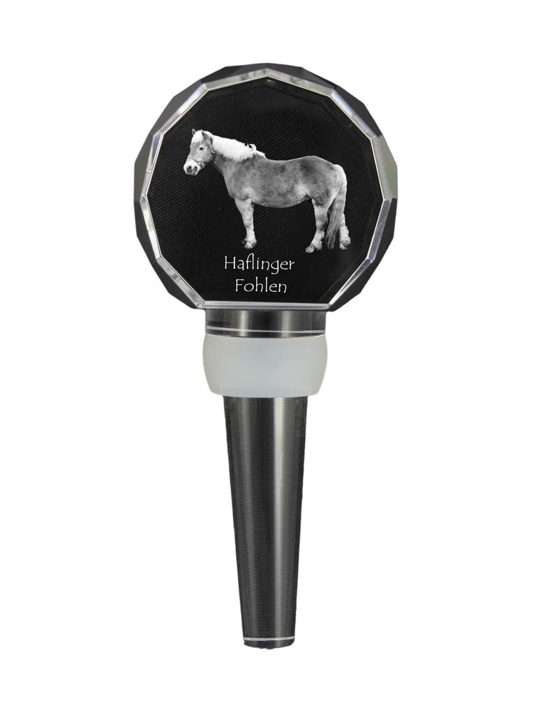 Haflinger Fohlen – Crystal bottle stopper with horse, unique wine stopper with photo | Art-Dog