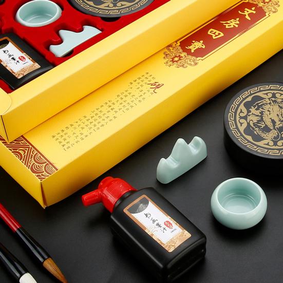 Chinese Calligraphy Writing Brushes Ink Stick Stone Stamp Set Training Tool
