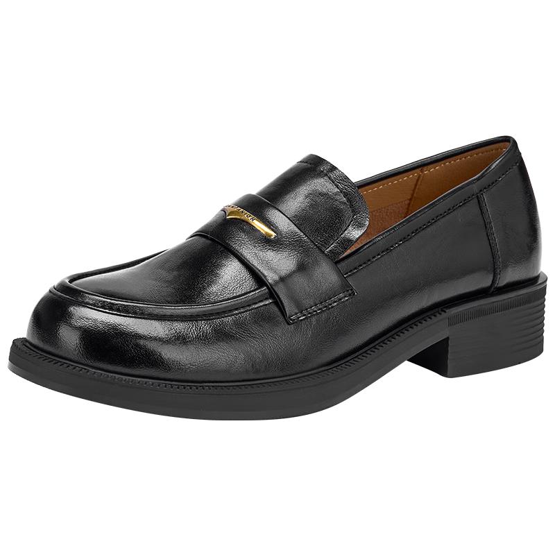 Women s British Style Chunky Heel Slip-on Loafers 36