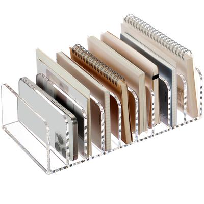 SANRUI Acrylic Book Stand, 9 Compartments, Multi-Purpose Storage Box for Office, Cosmetics, and Digital Items, Simple Design for Office Desk Storage
