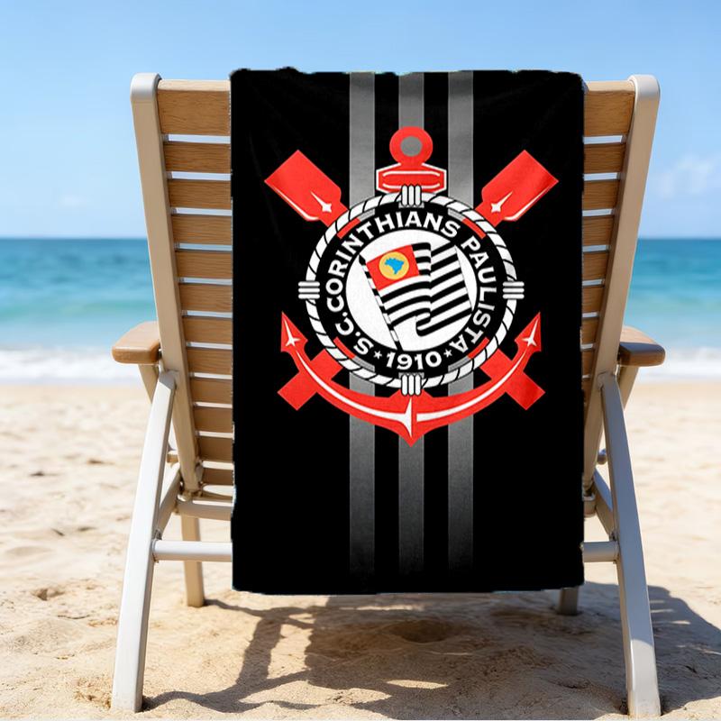 Sport Club Football Crest Printed Beach Towel, Super Soft Microfiber, Perfect Gift Birthday, for Pool, Beach, Travel, for family and friends