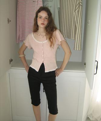 Eopaeleolakaibeu Canny Punching Lace Mini Cardigan - Pink