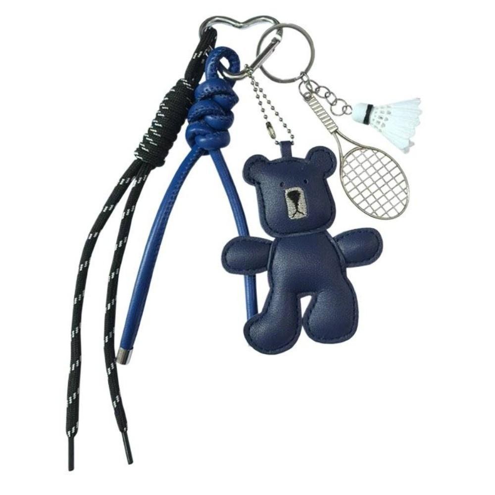 Cartoon Leder Tasche Anhänger Geflochtenes Seil Kleiner Bär Tasche Hängend Bär Schläger Schlüsselanhänger Freundschaft